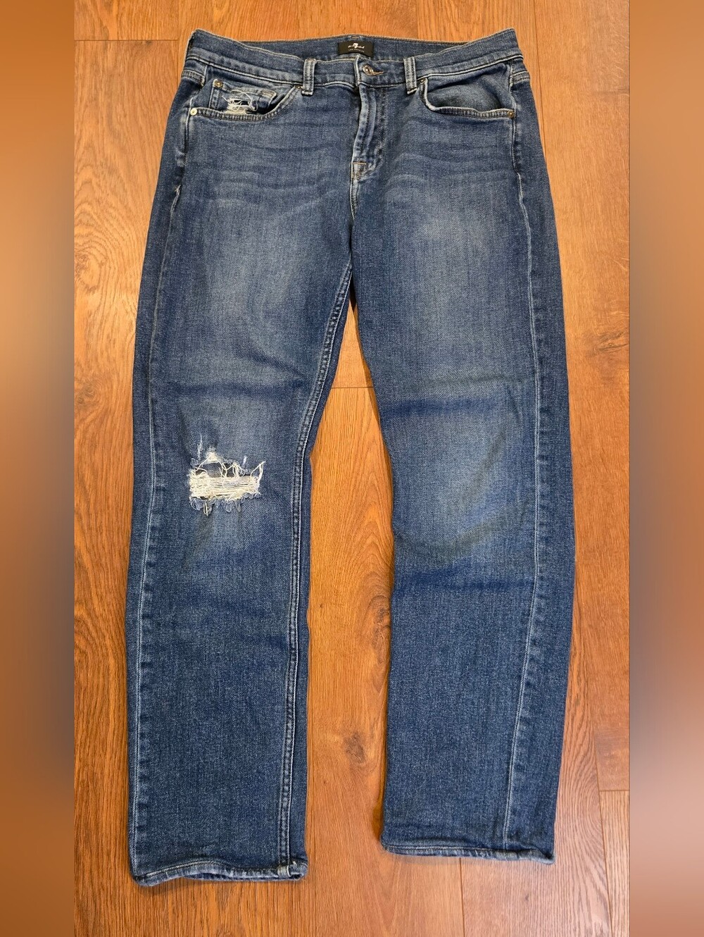 7 For All Mankind Light and Medium Blue Denim Jeans